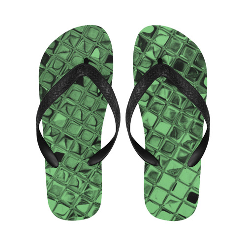 Metallic Summer Green Flip Flops for Men/Women (Model 040)