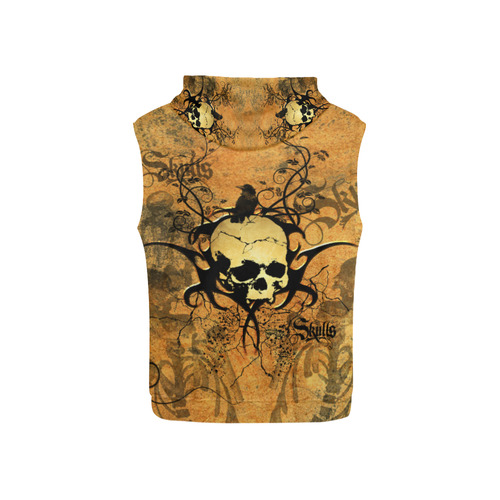 Awesome skull with tribal All Over Print Sleeveless Hoodie for Kid (Model H15)