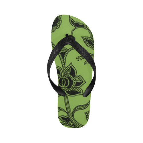 Greenery Floral Flip Flops for Men/Women (Model 040)