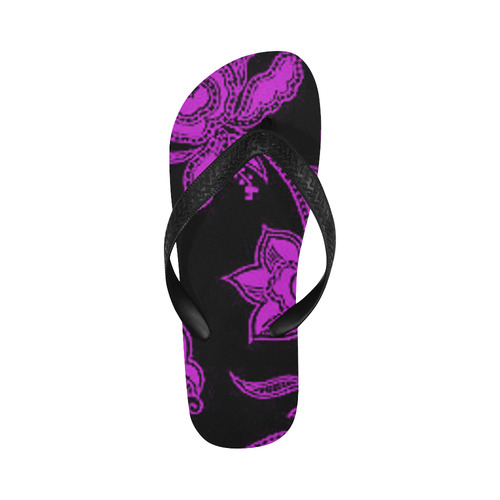 Dazzling Violet Floral Flip Flops for Men/Women (Model 040)