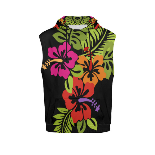 Tropical Hibiscus Blossoms Bouquet All Over Print Sleeveless Hoodie for Women (Model H15)