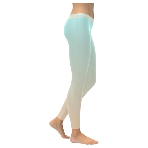 Pale Turquoise Tropical Paradise Island Ibiza Balearic Beach Women's Low Rise Leggings (Invisible Stitch) (Model L05)