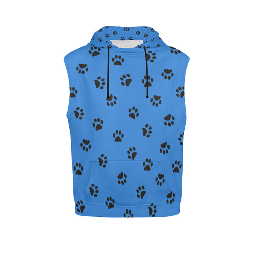 Footprints CAT black on clear background All Over Print Sleeveless Hoodie for Women (Model H15)