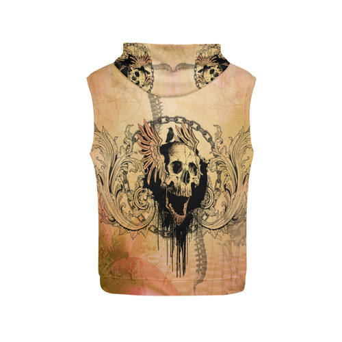 Amazing skull with wings All Over Print Sleeveless Hoodie for Men (Model H15)