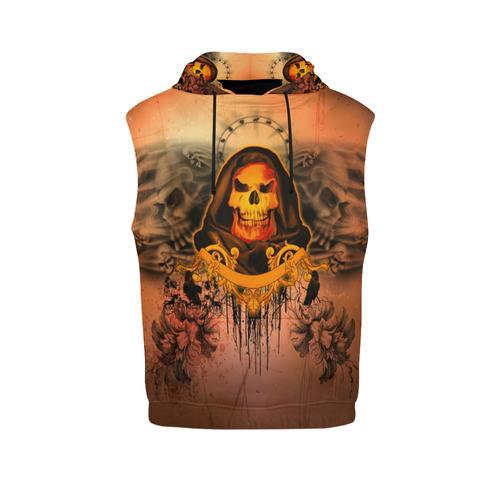 The skulls All Over Print Sleeveless Hoodie for Men (Model H15)