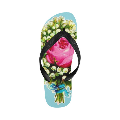 Vintage Floral Bouquet Flip Flops for Men/Women (Model 040)