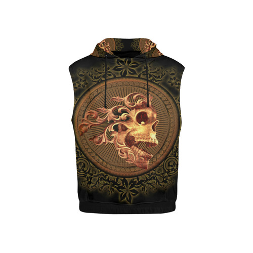 Amazing skull with floral elements All Over Print Sleeveless Hoodie for Kid (Model H15)