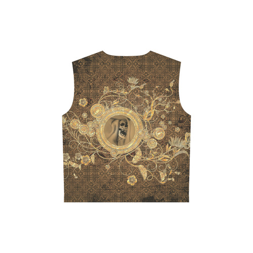 Awesome skull on a button All Over Print Sleeveless Hoodie for Women (Model H15)