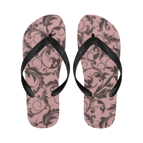 Bridal Rose Swirls Flip Flops for Men/Women (Model 040)