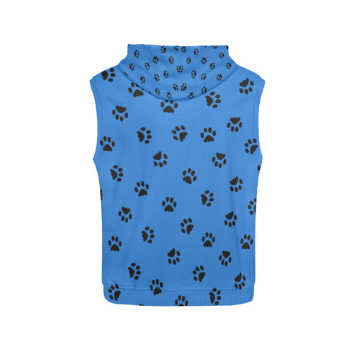 Footprints CAT black on clear background All Over Print Sleeveless Hoodie for Women (Model H15)