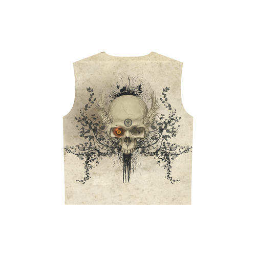 Amazing skull with wings,red eye All Over Print Sleeveless Hoodie for Women (Model H15)