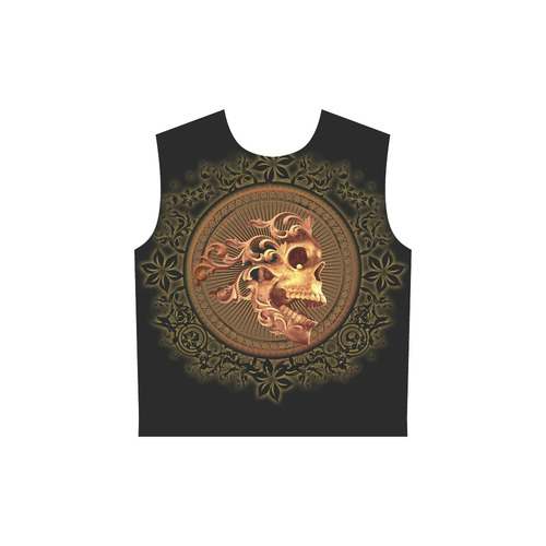 Amazing skull with floral elements All Over Print Sleeveless Hoodie for Women (Model H15)