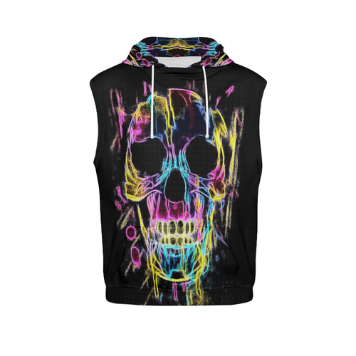 A Lightning Skull  by Popart Lover All Over Print Sleeveless Hoodie for Men (Model H15)