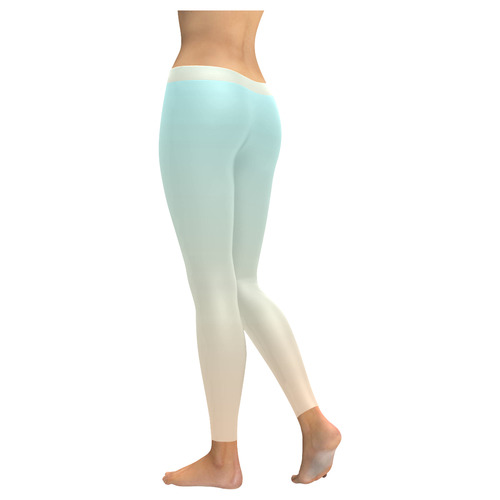 Pale Turquoise Tropical Paradise Island Ibiza Balearic Beach Women's Low Rise Leggings (Invisible Stitch) (Model L05)