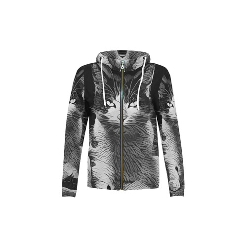 CAT PAULA All Over Print Full Zip Hoodie for Kid (Model H14)