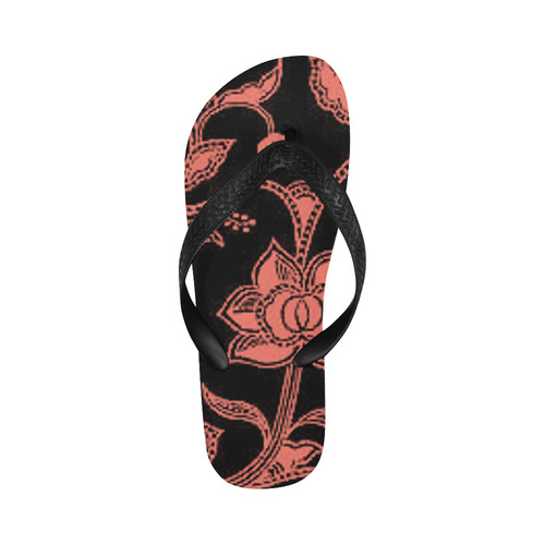 Peach Echo Floral Flip Flops for Men/Women (Model 040)