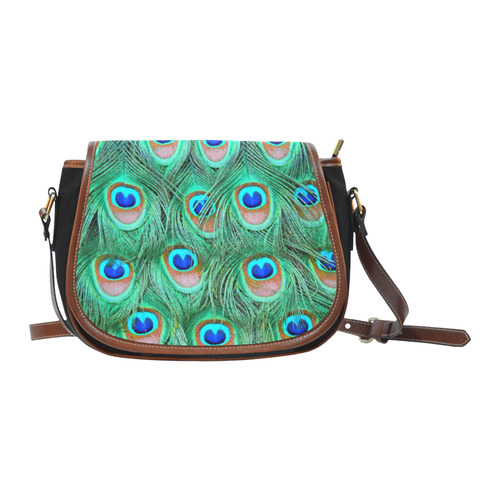 Peacock Feathers Watercolor Saddle Bag/Small (Model 1649)(Flap Customization)