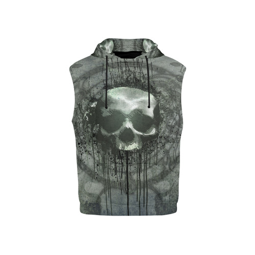 Awesome skull with bones and grunge All Over Print Sleeveless Hoodie for Kid (Model H15)