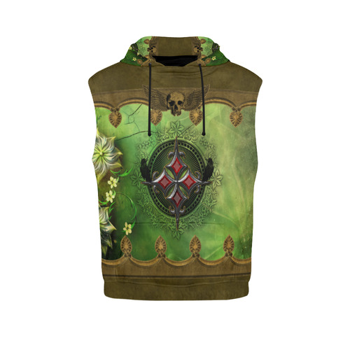 Wonderful gothic design with skull All Over Print Sleeveless Hoodie for Men (Model H15)