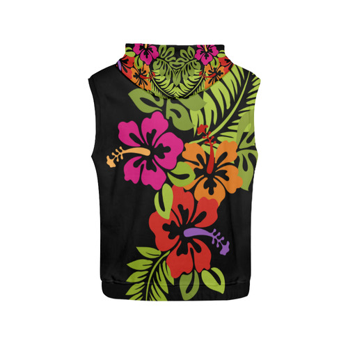 Tropical Hibiscus Blossoms Bouquet All Over Print Sleeveless Hoodie for Women (Model H15)