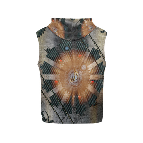 Music, key notes, metal design All Over Print Sleeveless Hoodie for Women (Model H15)