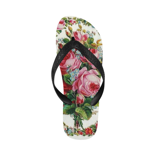 Vintage Rose Bouquet Flip Flops for Men/Women (Model 040)