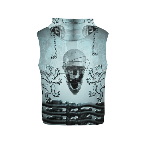 Scary skull with lion All Over Print Sleeveless Hoodie for Men (Model H15)