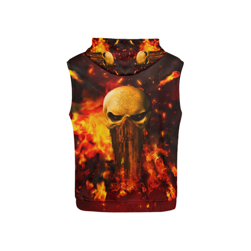 Amazing skull with fire All Over Print Sleeveless Hoodie for Kid (Model H15)