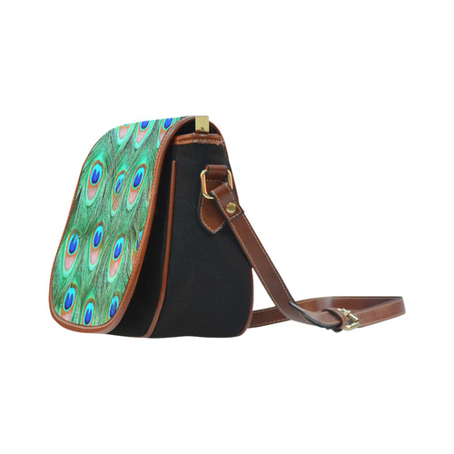 Peacock Feathers Watercolor Saddle Bag/Small (Model 1649)(Flap Customization)