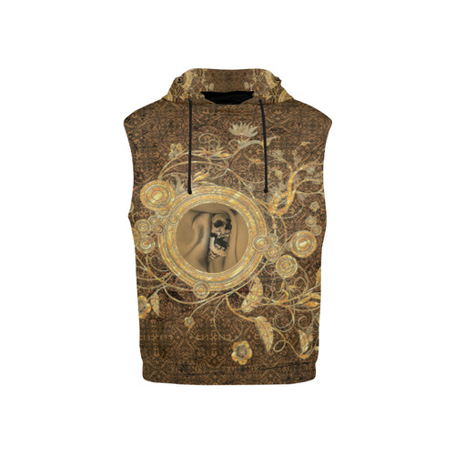 Awesome skull on a button All Over Print Sleeveless Hoodie for Kid (Model H15)