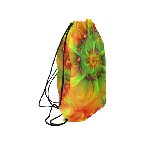 Hot Summer Green Orange Abstract Colorful Fractal Medium Drawstring Bag Model 1604 (Twin Sides) 13.8"(W) * 18.1"(H)