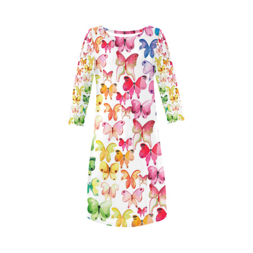 Rainbow Butterflies Round Collar Dress (D22)