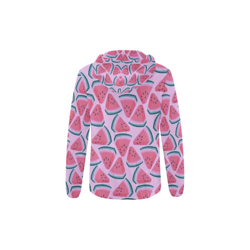 watermelon in pink rockabilly All Over Print Full Zip Hoodie for Kid (Model H14)