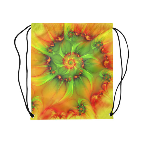 Hot Summer Green Orange Abstract Colorful Fractal Large Drawstring Bag Model 1604 (Twin Sides)  16.5"(W) * 19.3"(H)