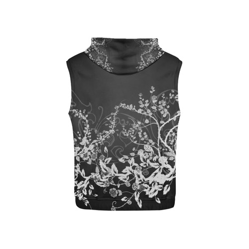 Flowers in black and white All Over Print Sleeveless Hoodie for Kid (Model H15)