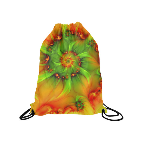 Hot Summer Green Orange Abstract Colorful Fractal Medium Drawstring Bag Model 1604 (Twin Sides) 13.8"(W) * 18.1"(H)