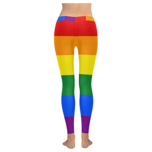 Gay Pride Rainbow Flag Stripes Women's Low Rise Leggings (Invisible Stitch) (Model L05)