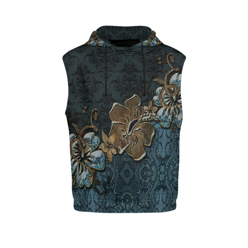 Beautidul vintage design in blue colors All Over Print Sleeveless Hoodie for Men (Model H15)