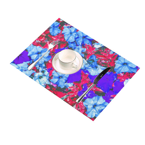 closeup flower texture abstract in blue purple red Placemat 14’’ x 19’’ (Set of 2)