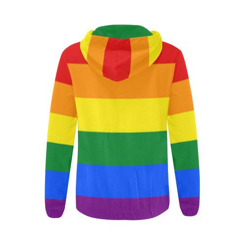 Gay Pride Rainbow Flag Stripes All Over Print Full Zip Hoodie for Women (Model H14)