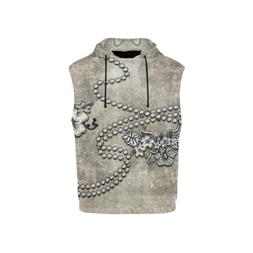 Decorative design, damask All Over Print Sleeveless Hoodie for Kid (Model H15)