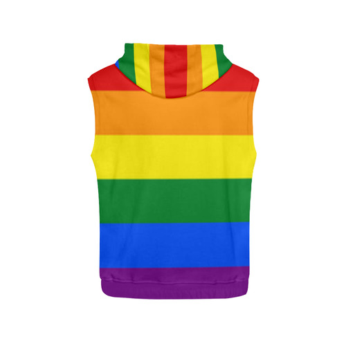 Gay Pride Rainbow Flag Stripes All Over Print Sleeveless Hoodie for Men (Model H15)
