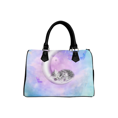 Cute sleeping kitten Boston Handbag (Model 1621)