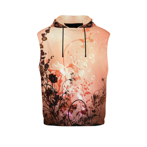 Beautiful flowers on purple background All Over Print Sleeveless Hoodie for Women (Model H15)