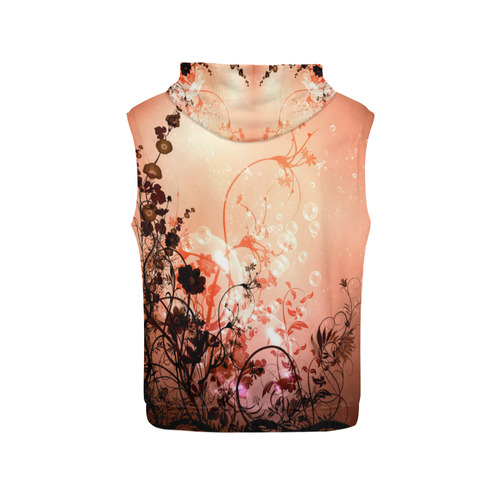 Beautiful flowers on purple background All Over Print Sleeveless Hoodie for Men (Model H15)