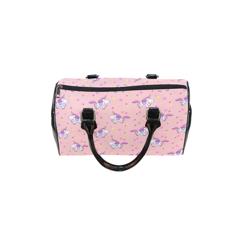 Cute Pink Unicorn Pattern Stars Boston Handbag (Model 1621)