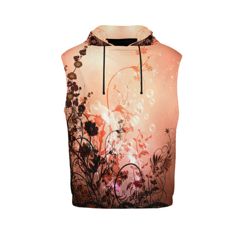 Beautiful flowers on purple background All Over Print Sleeveless Hoodie for Men (Model H15)