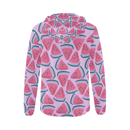 pink watermelon rockabilly All Over Print Full Zip Hoodie for Women (Model H14)