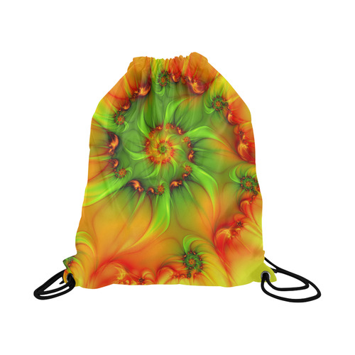 Hot Summer Green Orange Abstract Colorful Fractal Large Drawstring Bag Model 1604 (Twin Sides)  16.5"(W) * 19.3"(H)