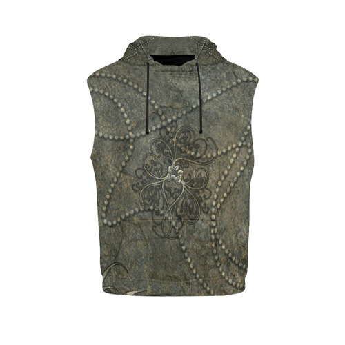 Floral design in stone optic All Over Print Sleeveless Hoodie for Men (Model H15)